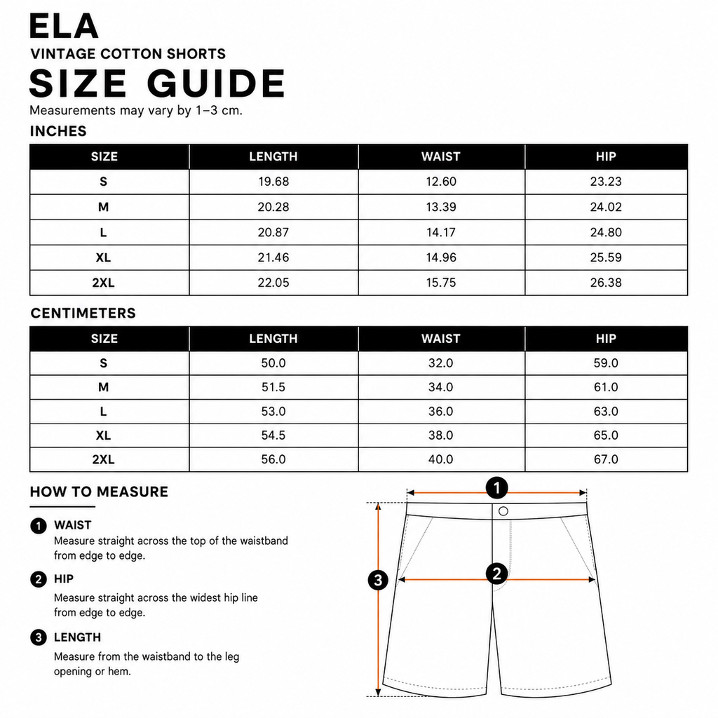 ELA ESSENTIALS VINTAGE COTTON SHORTS #001