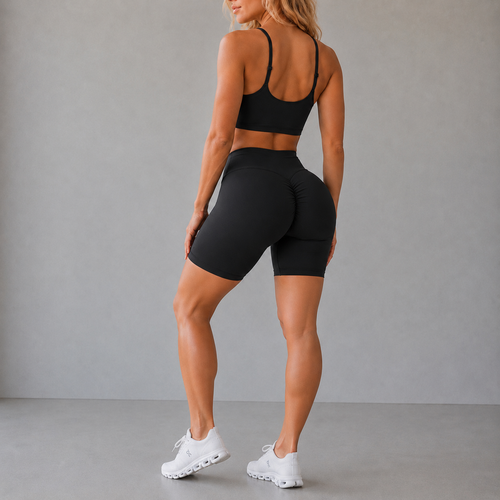 ELA ESSENTIALS HIGH-WAISTED BLEND BIKER SHORTS #001