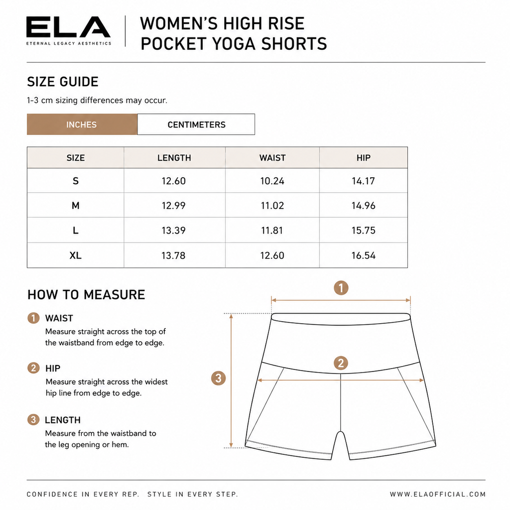 ELA ESSENTIALS WOMEN'S HIGH RISE POCKET YOGA SHORTS (ELA MOTION SET #01)