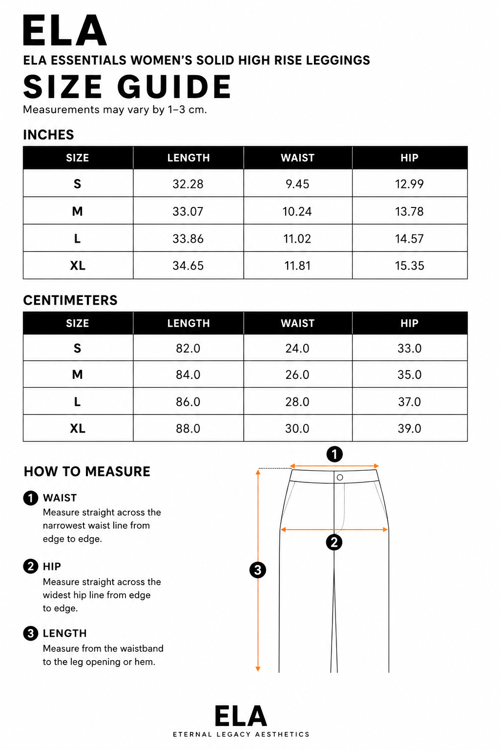 ELA ESSENTIALS WOMEN'S SOLID HIGH RISE LEGGINS #001
