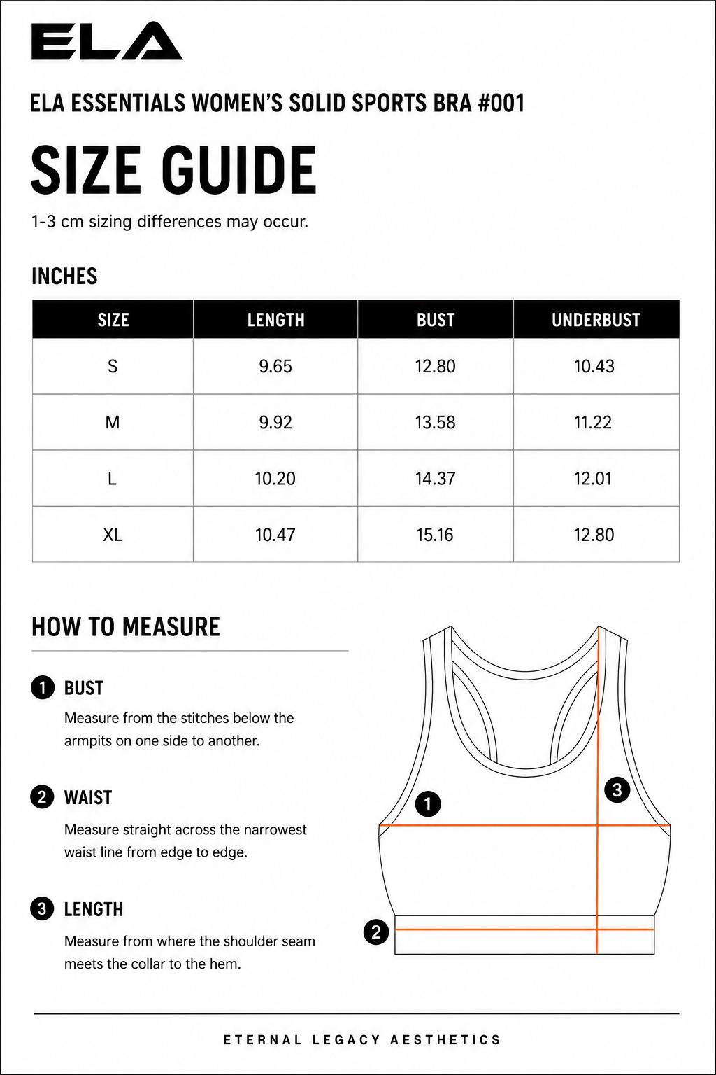 ELA ESSENTIALS WOMEN'S SOLID COLOR SPORTS BRA #001