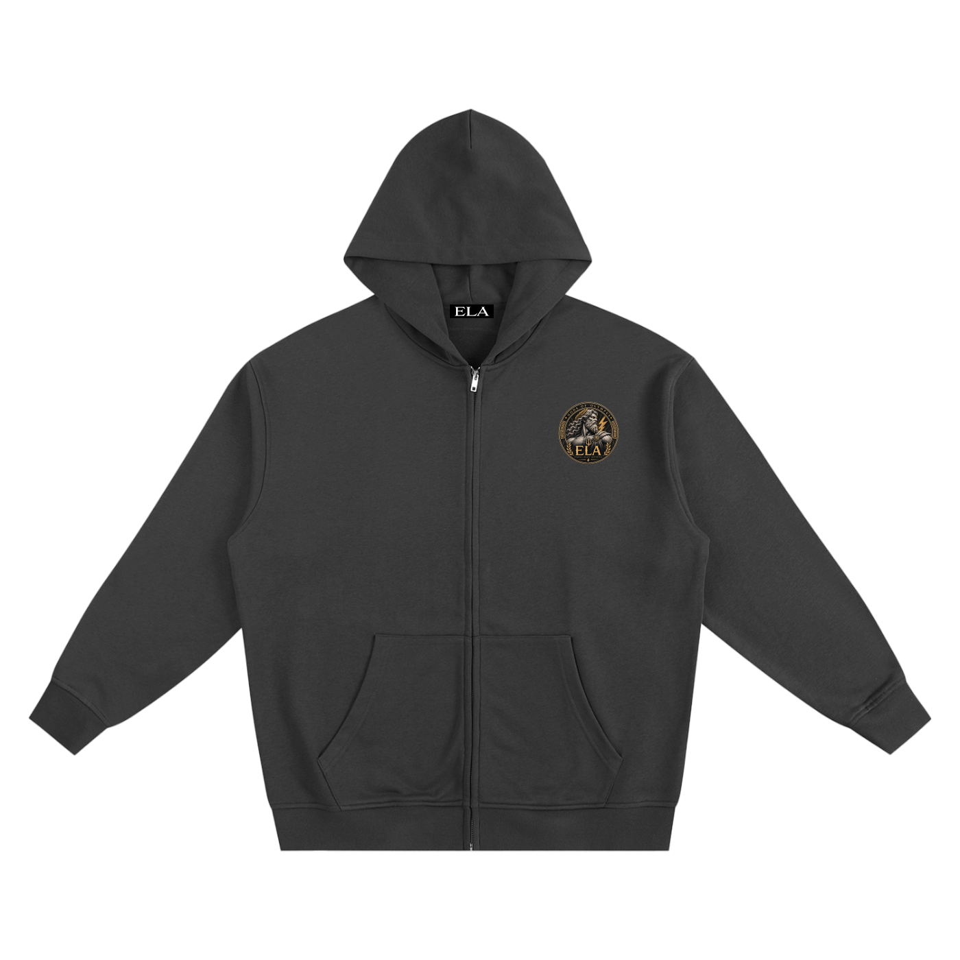 ELA GODS OF OLYMPUS ZEUS Vol. 01 HEAVYWEIGHT GRAPHIC ZIP-UP HOODIE